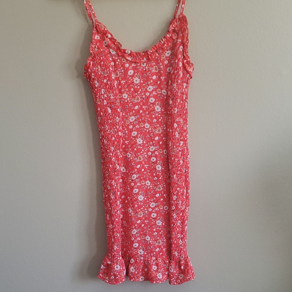 Morning Mist Girls Red Floral Dress